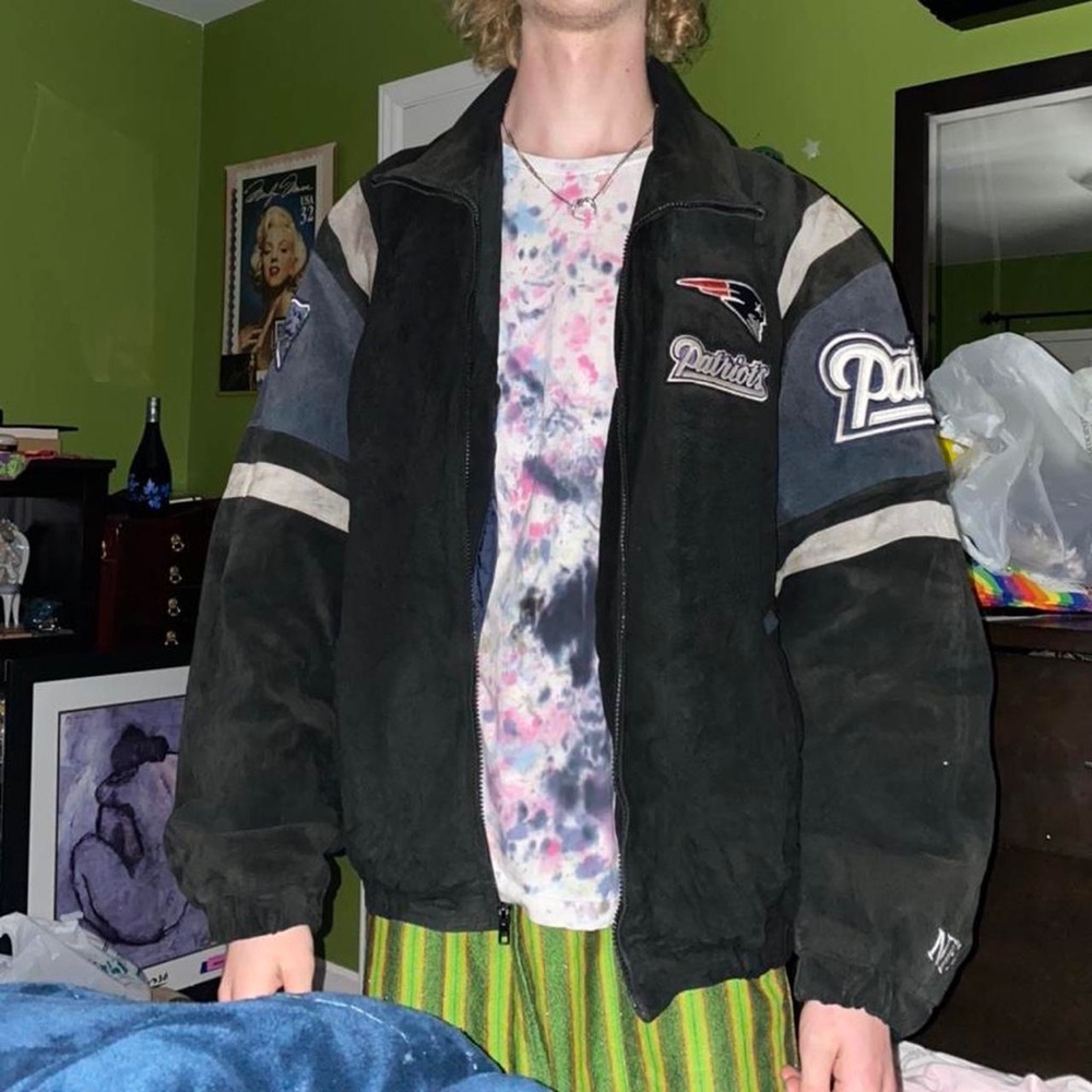 vintage leather NFL patriots jacket